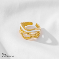 Grenzüberschreitende, langlebige, luxuriöse, weiße, handgefertigte Emaille-Design-Schmuckringe aus Edelstahl mit Gold und unregelmäßigen Linien, breit und offen, verstellbar