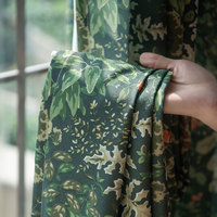 Tela de Cortina Estampada 100% Poliéster, Diseño Botánico de Bosque Verde, Tela para Cortinas al por Mayor para Sala de Estar