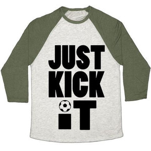 Camiseta de béisbol unisex de mezcla triple Just Kick It - Product Image 4