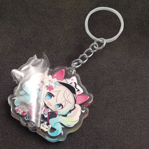 Anime Custom Glitter Acrylic Keychains Marble-Style Light Digital Photo Keychain with Holographic Epoxy Plastic Material
