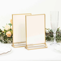 Porte-numéros de table autoportants en acrylique avec cadre doré, présentoirs double face pour enseignes, photos et menus