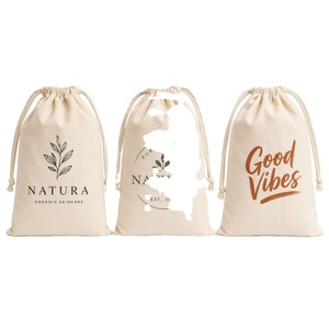 Sac en coton avec cordon de serrage, biodégradable, pour cadeaux de mariage, rangement de bijoux, sachet cadeau pour le thé, emballage en toile réutilisable et durable - Product Image 1