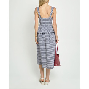 Top a quadri a quadri di alta qualità da donna 2 pezzi e Mini gonna corta a pieghe abiti coordinati del produttore di abbigliamento - Product Image 4