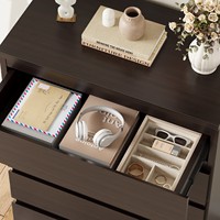 Commode moderne Buran Furniture en bois de noyer grainé, 5 tiroirs, panneau MDF, armoire de rangement haute pour chambre à coucher, appartement, salon