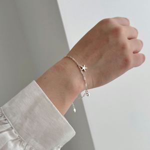 Dylam Charm Design Fine Top Jewelry 925 Sterling Silver Rhodium Plated Link Chain 5A Zirconia Ocean <b>Shell</b> Starfish <b>Bracelets</b> - Product Image 3