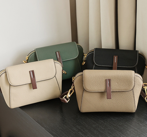 Women's Genuine Leather Crossbody Shoulder Bag <b>Small</b> Zipper <b>Purse</b> Textured Flap Lichee Pattern up 1L Capacity for Daily Commute - Product Image 1