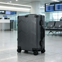 Valise rigide en aluminium AXOA de luxe, vintage, à rayures verticales, avec coins anti-chute, serrure TSA, résistante à l'eau, roues pivotantes - Bagage à main