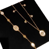 Nouveau collier pendentif perle ronde - Chaîne de cou vintage et luxueuse - Accessoire de cou haut de gamme pour la vente en gros