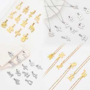 INS Simple 18K PVD Plaqué Or DIY Bijoux En Acier Inoxydable Charmes Du Zodiaque <span class=keywords><strong>Horoscope</strong></span> avec Anneau De Saut Raccord pour Enfants - Product Image 1
