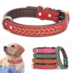 Nueva llegada collares para mascotas de lujo personalizado trenzado diseñador colorido ajustable cuero perro <span class=keywords><strong>Collar</strong></span> al por mayor - Product Image 1