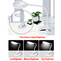 2 in 1 Clamp on Desk 5X 10X Optical Glass Lens Magnifying Glass with LED Light for Reading Repair Work