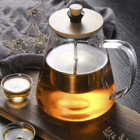 Théière en verre résistant à la chaleur de 33oz avec infuseur Ensemble théière et carafe en verre avec infuseur amovible en acier inoxydable
