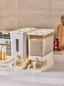 Distributore automatico di cereali in plastica per riso in edizione Deluxe moderne scatole di immagazzinaggio per riso e cibo contenitore per riso - Product Image 5