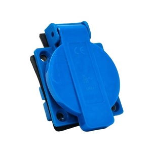 Màu Xanh EU không thấm nước 16A 250V 2 P + E tường ổ cắm 2 Pin Đức Schuko Outlet IP44 với mùa xuân bìa loại công nghiệp - Product Image 2