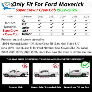 Housses de siège en cuir de luxe personnalisées pour les passionnés de tout-terrain, pour Ford Maverick 2022-2026, ensemble complet XL XLT Lariat - Product Image 2