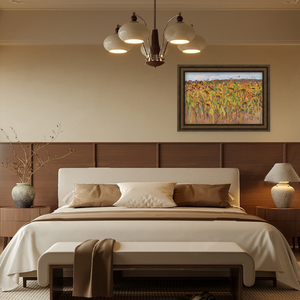 Impression sur toile réaliste et écologique encadrée sur mesure de l'artiste Zhang Liping : Paysage '<span class=keywords><strong>Automne</strong></span> Doré et Blé de Jade' - Product Image 2