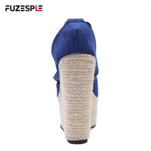 Nuova moda estiva sandali tacco alto con cinturini avvolgenti alla caviglia e spicchi in corda di canapa da 16cm espadrillas con plateau sandali con zeppa - Product Image 4