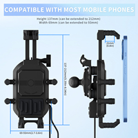 Support de téléphone pour moto et scooter avec chargeur sans fil USB A+C, support de téléphone avec support de caméra GPS