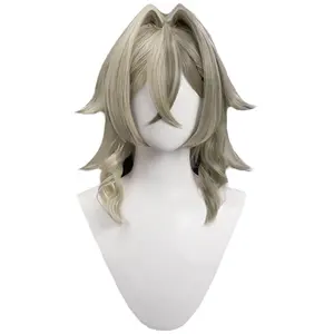Femmes Anime Cosplay perruques demi lin demi gris perruque courte Bob cheveux résistant à la chaleur perruque synthétique pour la fête costumée
