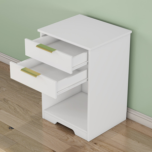 Nightstand With 2 <b>Drawers</b> Golden Handle Modern Design <b>For</b> Living Room Bedroom <b>Storage</b> <b>Drawer</b> Unit - Product Image 5