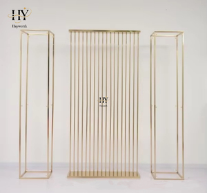 Supporto per Fiori in Ferro Dorato da 2M, Scaffale Geometrico, Colonna per Torte, per Arco Nuziale, Sfondo Metallico per Compleanni - Product Image 2