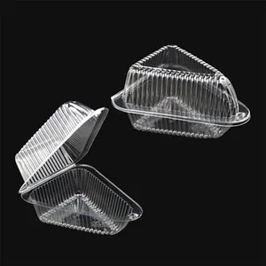 Custom Shape Transparent Clamshell Packaging Disposable Triangular Box Plastic Cake Container