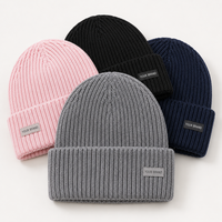 Gorro de Punto Acrílico Suave Personalizado SHINY con Etiqueta Tejida con Logotipo Personalizado, Gorros de Invierno con Puño para Eventos de Marcas y Equipos