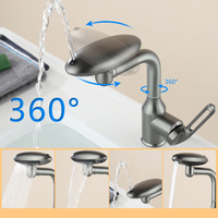 Robinet de Salle de Bain en Laiton au Design Moderne, Eau Chaude et Froide, Mélangeur Rotatif à 360 Degrés pour Lavabo et Vasque