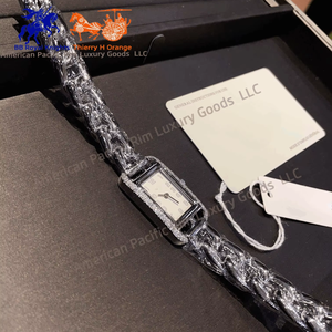 Reloj de Cuarzo Dorado Elegante para Mujer, Marca H, Esfera Rectangular Retro, Lujoso con Pedrería, Caja de Regalo Elegante - Product Image 3