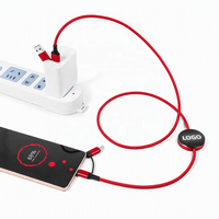 Câble de charge rapide LED multicolore 4 en 1 avec logo personnalisé, PD 60W, câble de données USB tressé, cadeau promotionnel d'entreprise, vente en gros