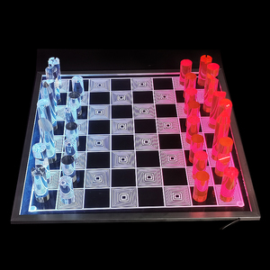 Juego de mesa de acrílico brillante con marco de aluminio cepillado, luz LED RGB personalizada de lujo, gran oferta - Product Image 3