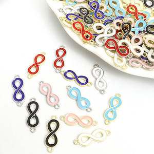 Connecteur à 8 caractères pour la création de bijoux transfrontaliers, idéal pour la fabrication de colliers et bracelets DIY avec accessoires de gouttelettes de couleur à suspendre en double, petit P - Product Image 1