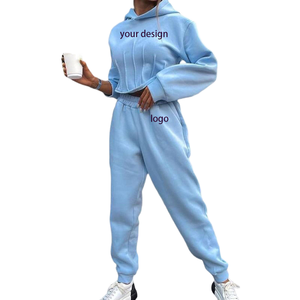Women Casual Loose Fleece Warm Breathable Tracksuit Short Top Ankle Harem Pants Solid Long Sleeve Hooded Autumn Winter Sport Two - Product Image 1