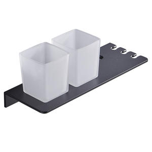Portavasos Doble Minimalista para Montar en la Pared, 4 Pulgadas de Ancho, Ahorra Espacio, Estante de Almacenamiento para Baño - Product Image 4
