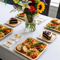 Assiettes jetables en bambou écologiques personnalisables à faible MOQ, avec logo, certifiées FSC