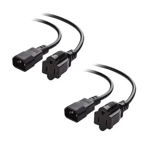 3ft IEC C14 a NEMA 5-15R equipos de computadora a PDU Cable de alimentación Cable 3X18AWG