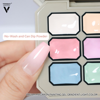 Vinimay 6 Styles Peinture Gel Nail Art OEM ODM Faible MOQ Palette de Peinture Couleur Gel Ombre Pat Pat 9 Couleurs Palette de Gel Ongles Pudding