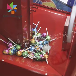 Máquina de juego de lollipop de azúcar Expendedora de dulces con monedas, venta al por mayor de parque colorido
