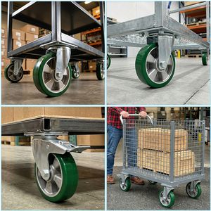 VIMA 5 Inch 125mm Swivel Brake PU Aluminum Double Ball Bearing Silent Operation 350kg Capacity Industrial <strong>Transport</strong> Trolley <strong>Cart</strong> - Product Image 3