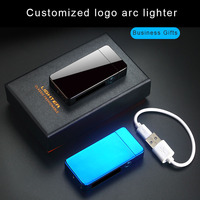 Briquet Électrique Classique Professionnel Créatif USB Rechargeable Coupe-Vent Double Arc Personnalisable avec Logo Cadeau pour Extérieur