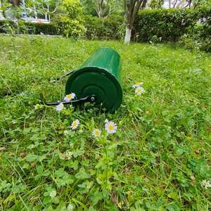 Heavy Duty <b>Garden</b> Lawn Roller-Black+Green Iron Push Roller Ergonomic Handle 45L Capacity Powder Coated for Lawn Care Seed - Product Image 4