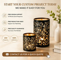 Support de Bougie Votive en Fer Forgé Découpé au Laser, Personnalisable OEM/ODM, Robuste, Antirouille, Décoration Maison, Cadeau de Noël, Vente en Gros