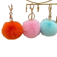 8cm fausse fourrure de lapin Pom Pom porte-clés peluche pelucheux boule accessoire pour vêtements, sacs, bagages décor (multicolore)