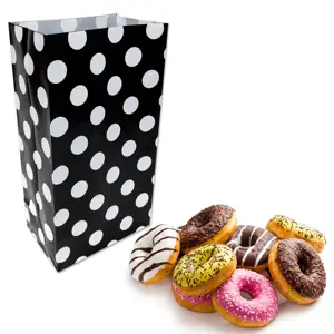 Black Greaseproof Paper Bags Treat Bags For Candy Cookie Buffet Small Biodegradable Halloween Party Favor Bags