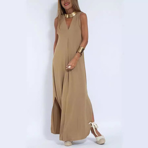 Ensemble robe pull col V et cardigan couleur unie pour femme - Product Image 5