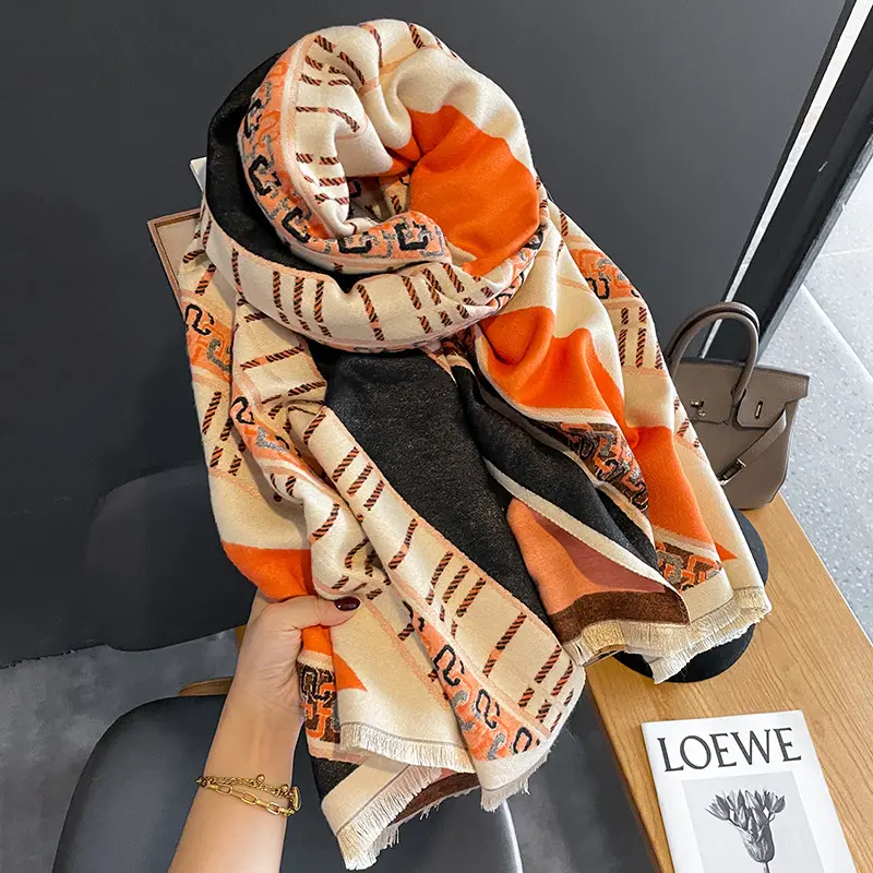 2022 Fancy Warm Pashmina Schals Wrap Luxus doppelseitige weiche lange Kaschmir Winter Schal für Frauen Mädchen