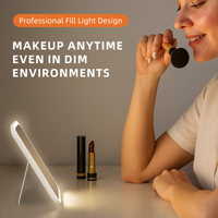 Miroir de beauté éclairé Portable écran tactile Dimmable miroir de courtoisie cosmétique pliant LED de table pour le rasage et les voyages