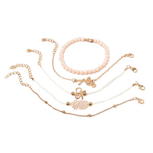 Conjunto de Pulseras de Aleación Estilo Bohemia para Mujer, Chapado en Oro, con Dijes de Animales y Perlas, Regalo de Joyería, Conjuntos de Joyería de Moda - Product Image 5