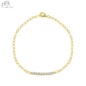 Pulsera de diseño de cadena fina de alta calidad y a la moda, oro sólido de 18 quilates, diamante natural real, pulsera ajustable, regalo de cumpleaños para niñas - Product Image 3