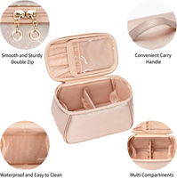 Trousse de Maquillage de Voyage Grande Capacité, Organisateur Cosmétique en Forme de U, Pochette de Rangement pour Articles de Toilette pour Femmes et Filles avec Compartiment pour Pinceaux